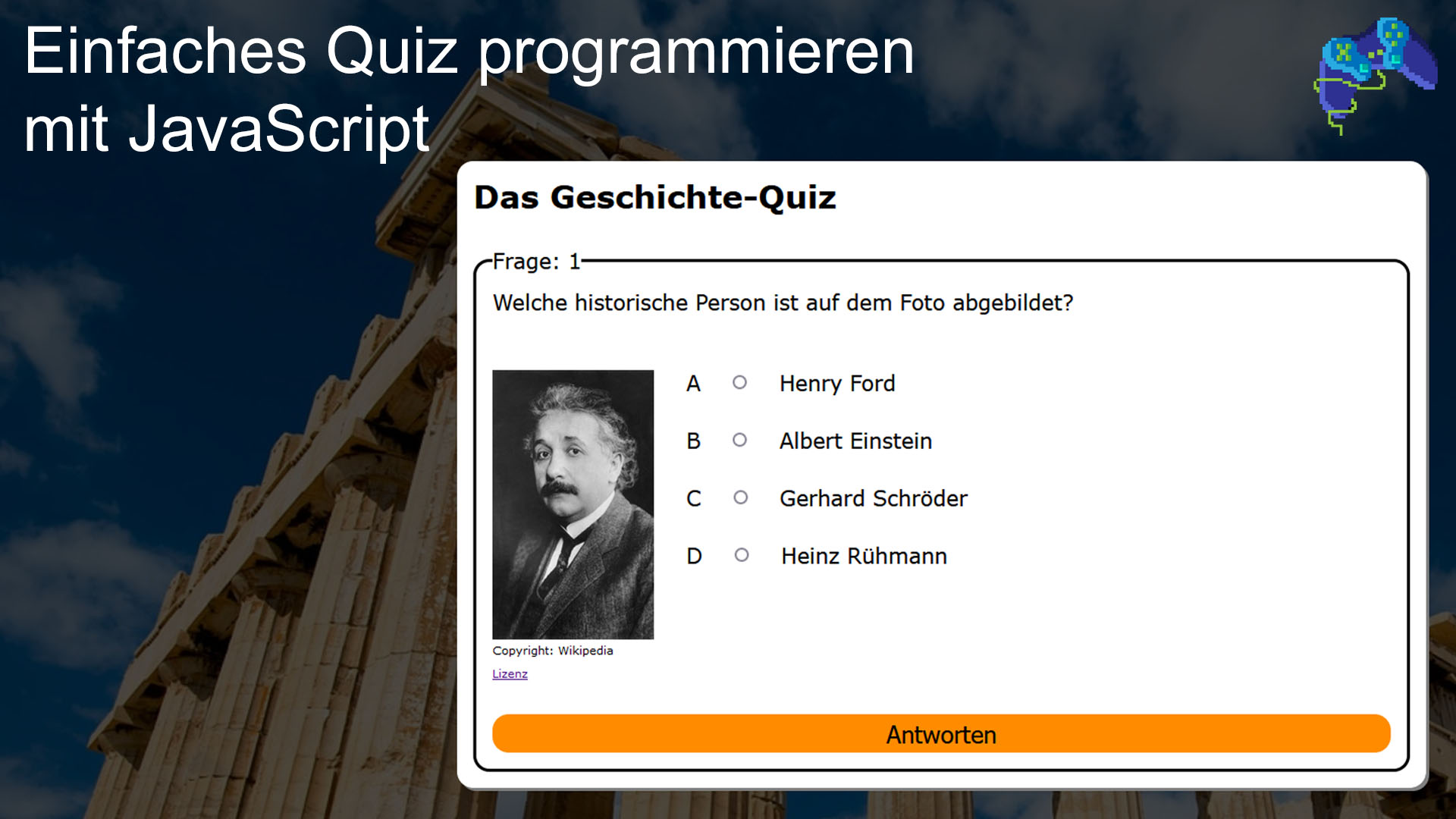 Cover des Artikels Webentwicklung: Einfaches Quiz mit JavaScript programmieren